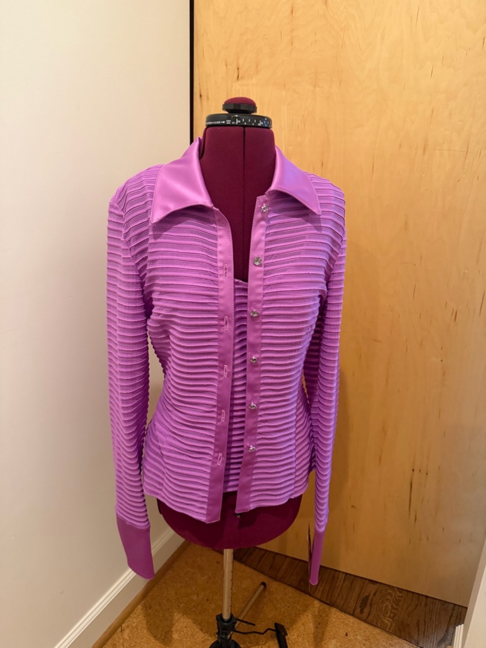 JS Collections Lavender Ribbed Button-Down Shirt